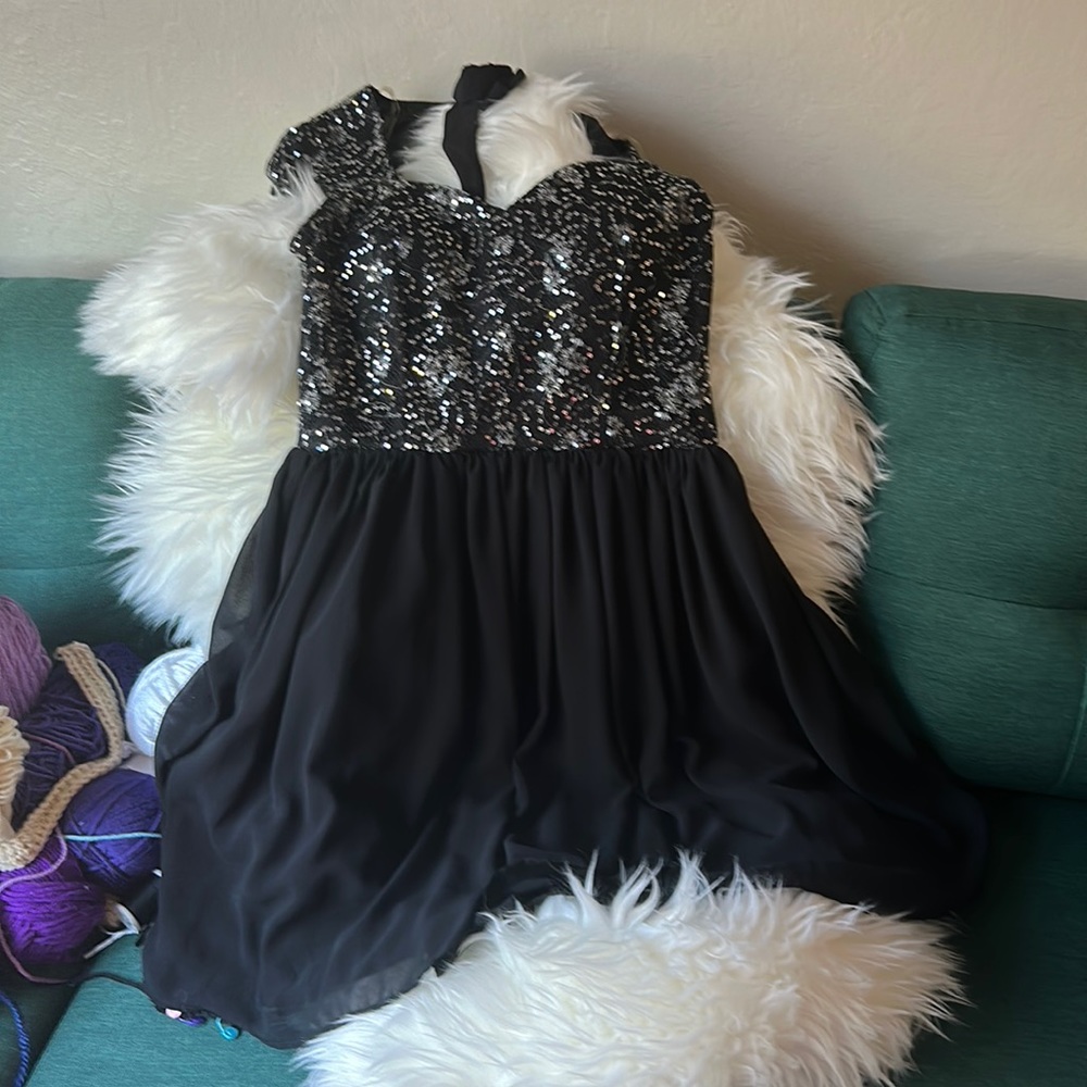 Sequin top tulle skirt open back homecoming dress